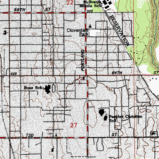 Topographic Map of Portland Avenue Evangelical Church, WA
