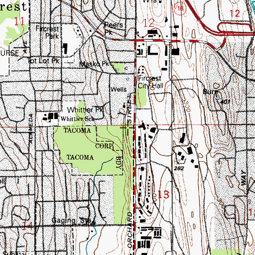 Topographic Map of Praise Covenant Church, WA