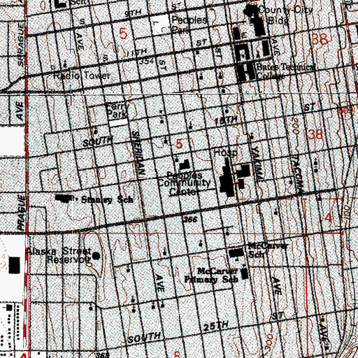 Topographic Map of Prince Hall Masonic Temple, WA