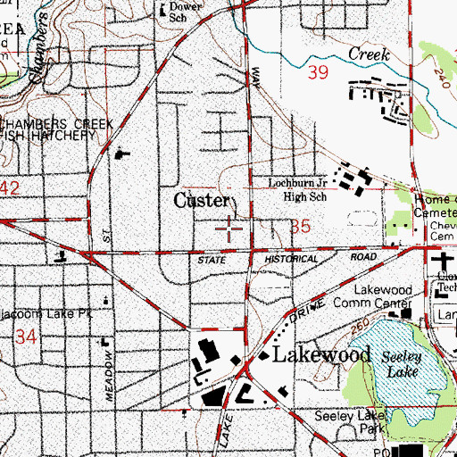 Topographic Map of Refreshing Springs Church, WA