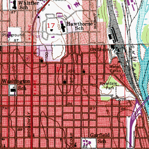 Topographic Map of Riverside Foursquare Church, WA