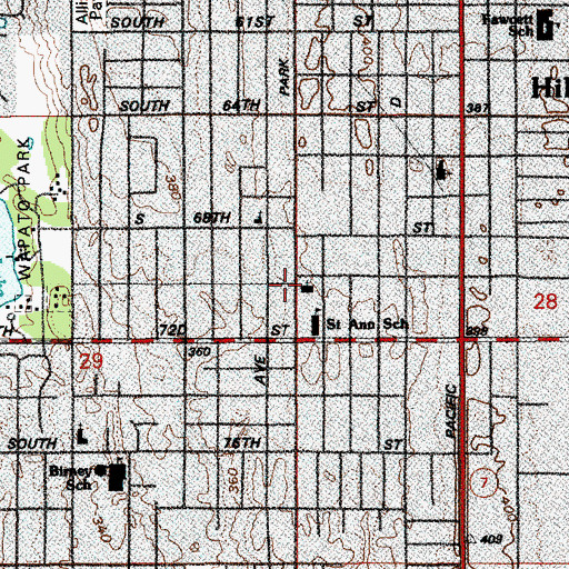Topographic Map of Saint Ann Catholic Church, WA