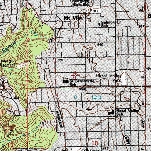 Topographic Map of Saint Bernadette Church, WA