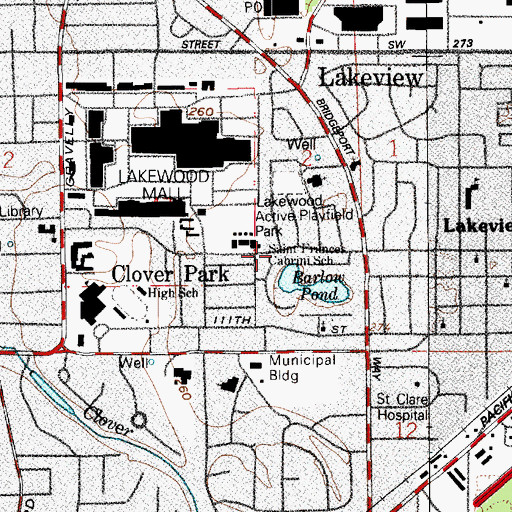 Topographic Map of Saint Francis Cabrini Church, WA