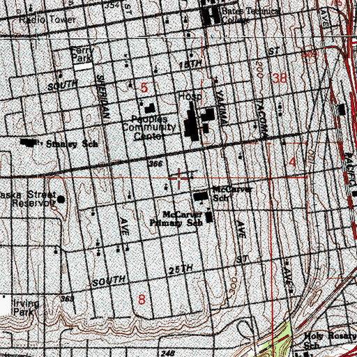 Topographic Map of Saint John Baptist Church, WA