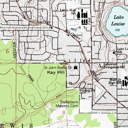 Topographic Map of Saint John Bosco Church, WA