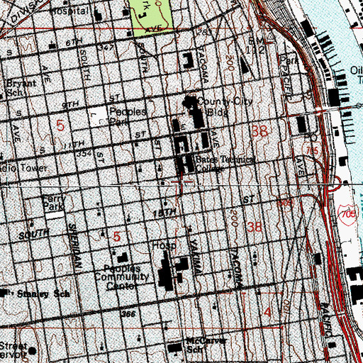 Topographic Map of Saint Leos Church, WA