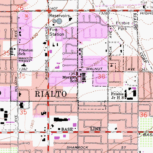 Topographic Map of Morgan Elementary School, CA