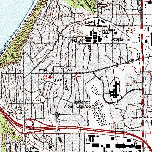 Topographic Map of Saint Marks Lutheran Church, WA