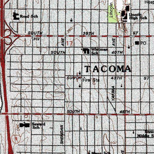 Topographic Map of Saint Pauls United Methodist Church, WA