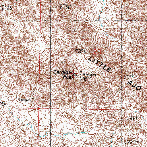 Topographic Map of Cardigan Peak, AZ