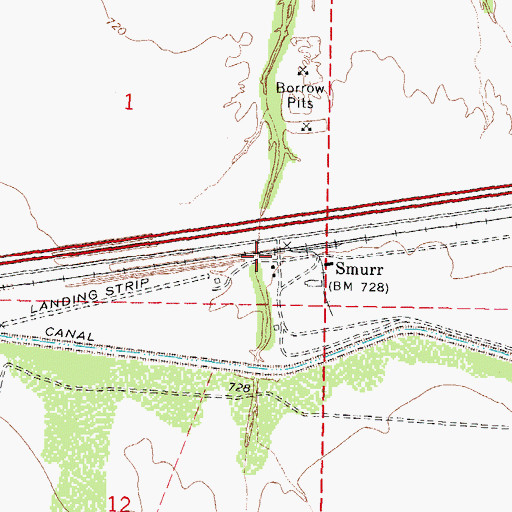 Topographic Map of Smurr, AZ