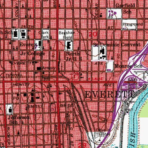 Topographic Map of Second Baptist Church of Everett, WA