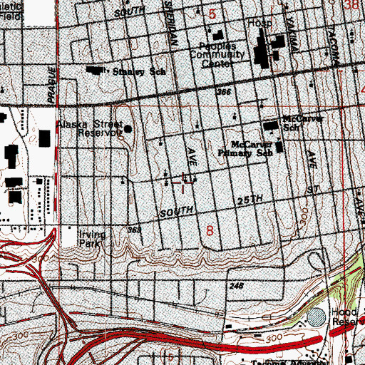 Topographic Map of Sheridan Street Church of God, WA