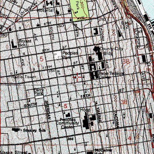 Topographic Map of Shiloh Baptist Church, WA