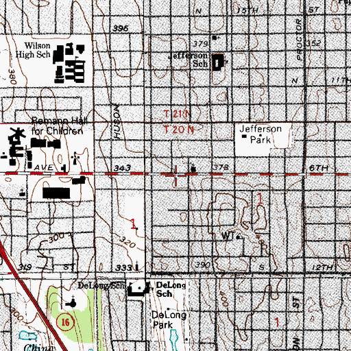 Topographic Map of Sixth Avenue United Methodist Church, WA