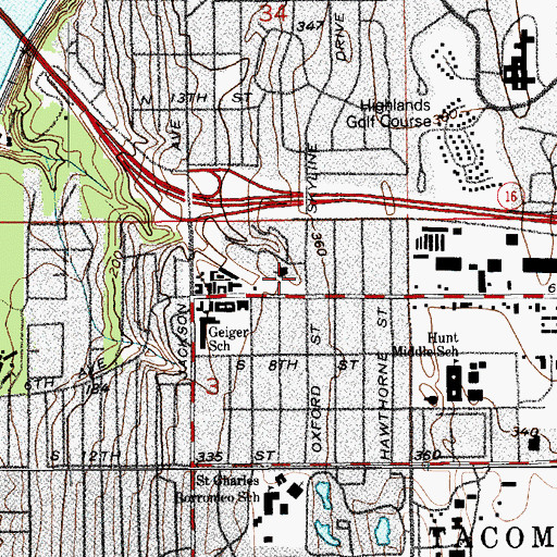 Topographic Map of Skyline Christian Church, WA