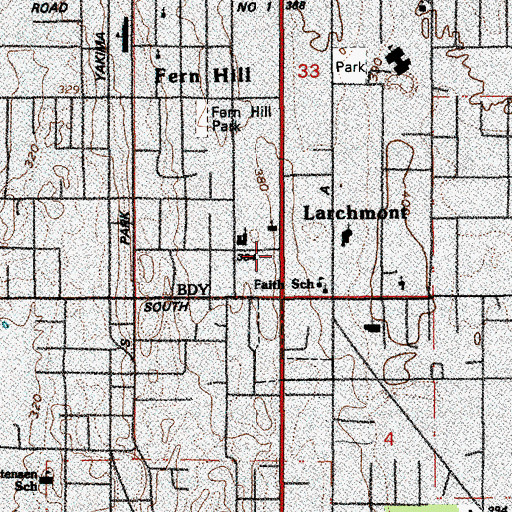 Topographic Map of South Side Church Seventh Day Adventist Church, WA