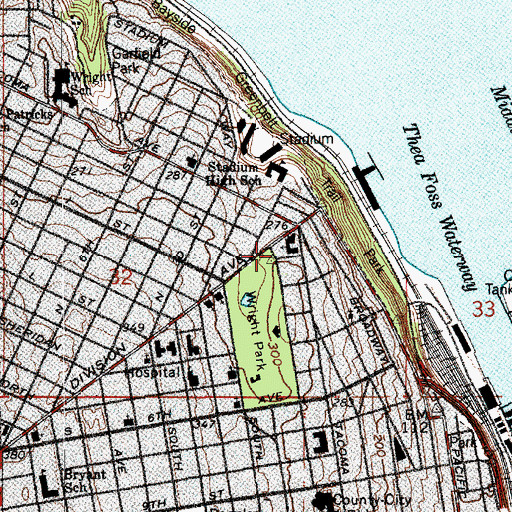 Topographic Map of Tacoma Bible Presbyterian Church, WA
