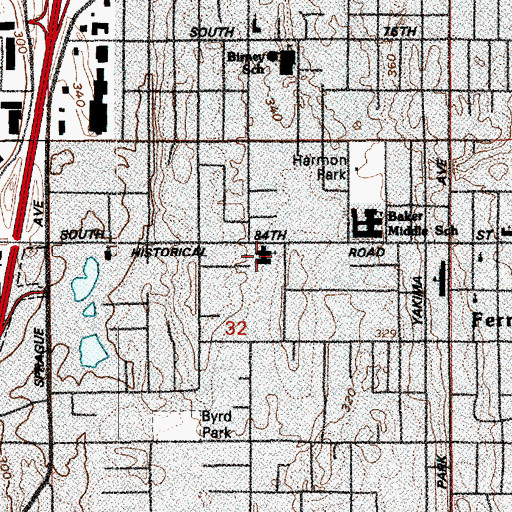 Topographic Map of Tacoma First Baptist Church, WA