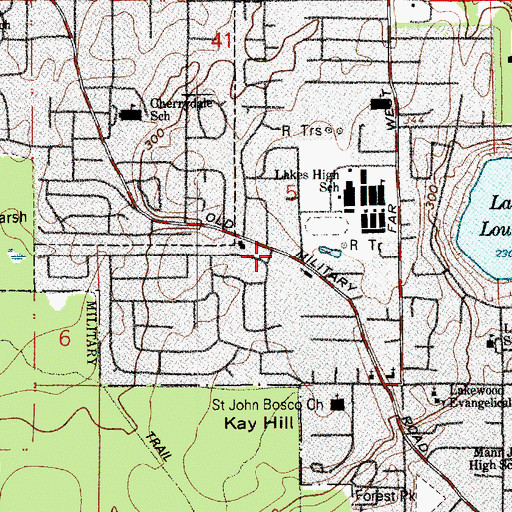 Topographic Map of Templo Bautista De Lakewood, WA