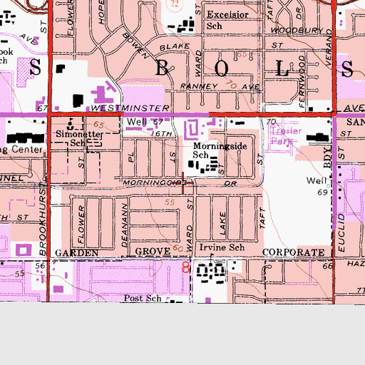 Topographic Map of Morningside Drain, CA