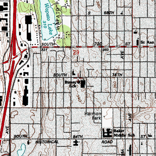 Topographic Map of United Lutheran Church, WA