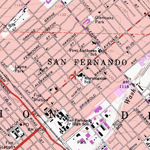 Topographic Map of Morningside Elementary School, CA