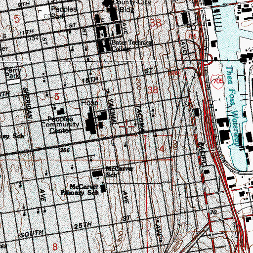 Topographic Map of Vocational First Baptist Church, WA