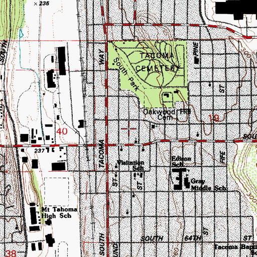 Topographic Map of Warner Street Church of Christ, WA