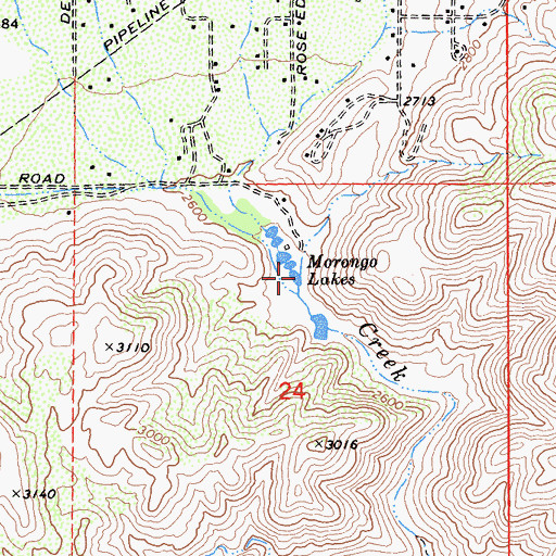 Topographic Map of Morongo Lakes, CA