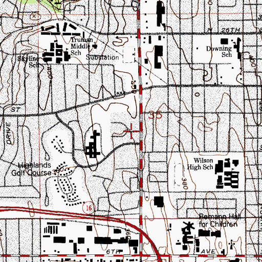 Topographic Map of Westgate Baptist Church, WA