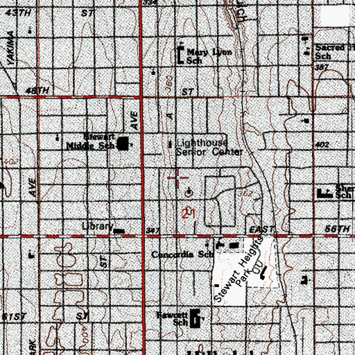 Topographic Map of Westminster Presbyterian Church, WA