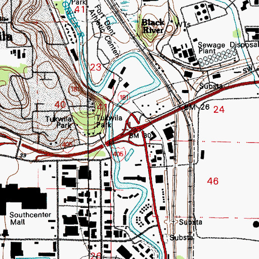 Topographic Map of Interchange 1, WA