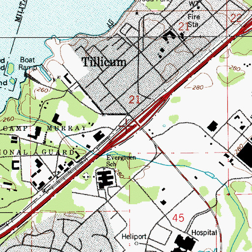 Topographic Map of Interchange 122, WA