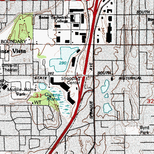 Topographic Map of Interchange 128, WA