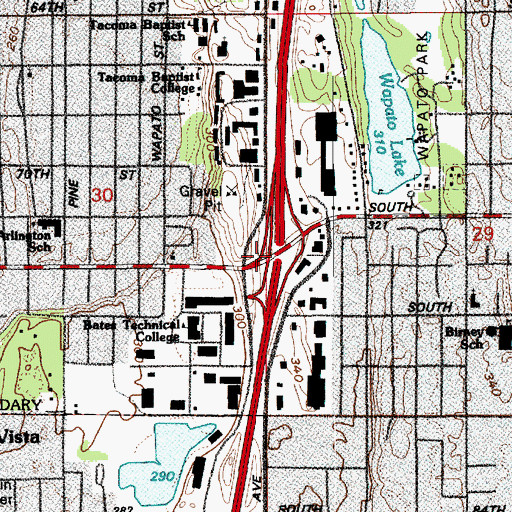Topographic Map of Interchange 129, WA