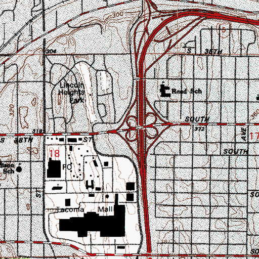 Topographic Map of Interchange 132, WA