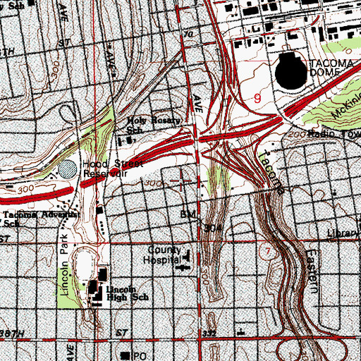 Topographic Map of Interchange 133A, WA
