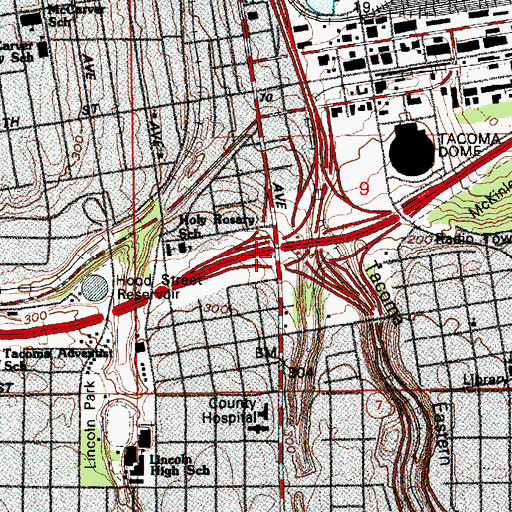 Topographic Map of Interchange 133B, WA