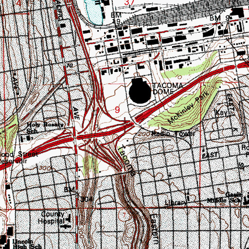 Topographic Map of Interchange 133D, WA