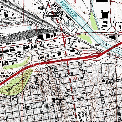 Topographic Map of Interchange 134, WA
