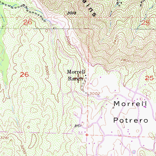 Topographic Map of Morrell Ranch, CA