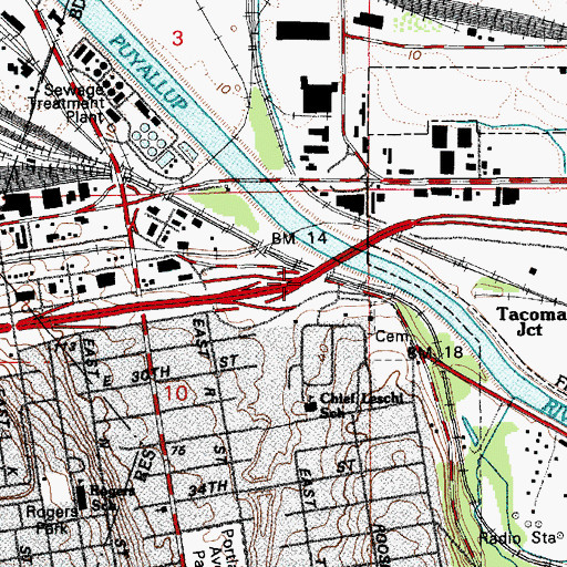 Topographic Map of Interchange 135, WA