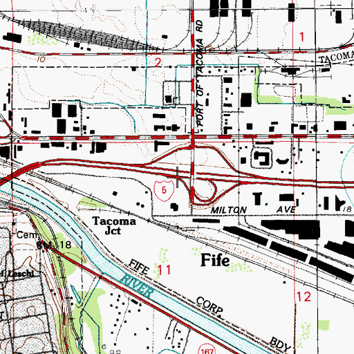 Topographic Map of Interchange 136, WA