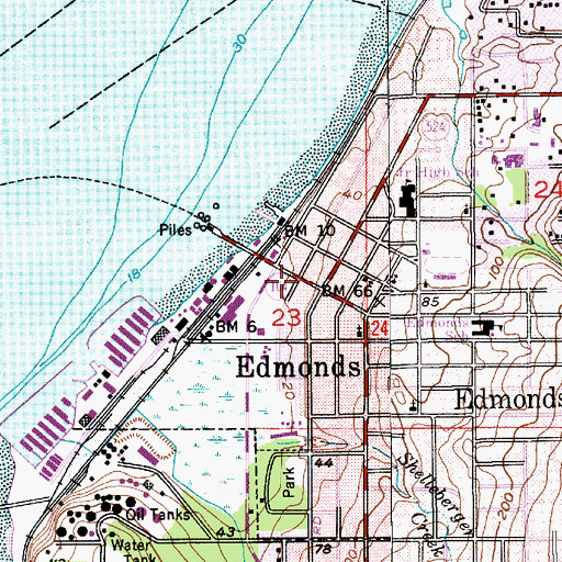 Topographic Map of Edmonds Post Office, WA