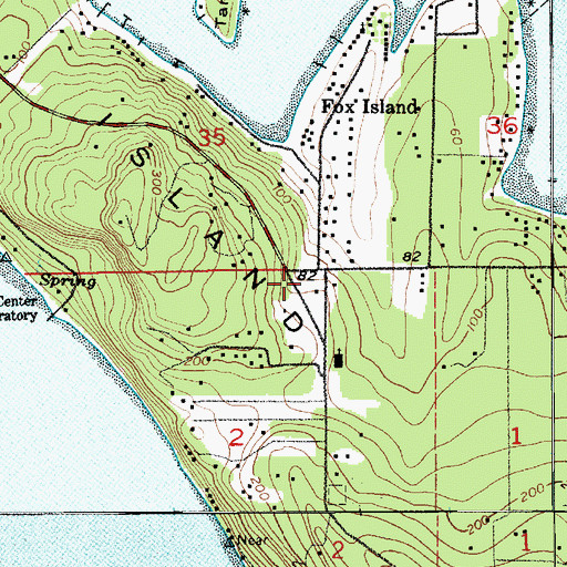 Topographic Map of Fox Island Post Office, WA