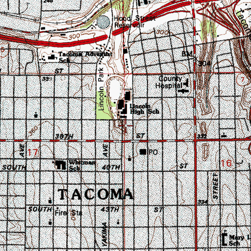 Topographic Map of Lincoln Post Office, WA