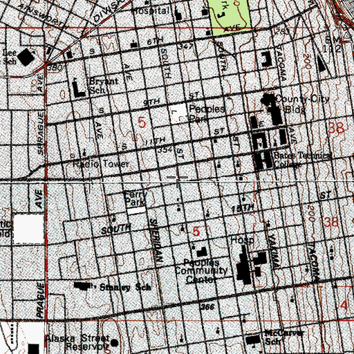 Topographic Map of Martin Luther King Junior Post Office, WA