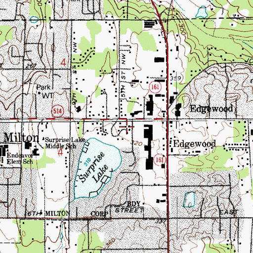 Topographic Map of Milton Post Office, WA
